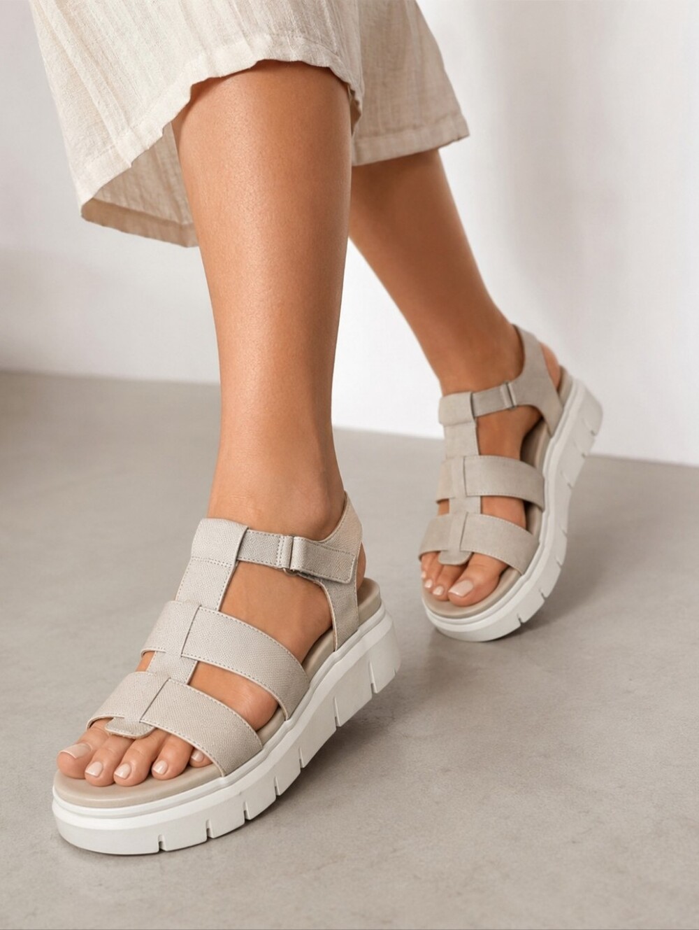 SOUL Naturalizer Pippa Fisherman Platform Sandals - Grey - Size 12